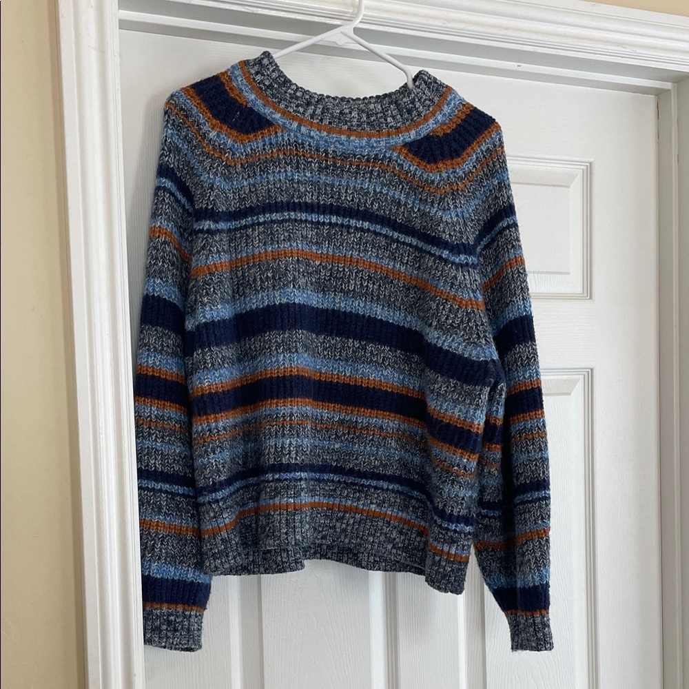 Really Warm Striped Blue and Orange Women's Sweater